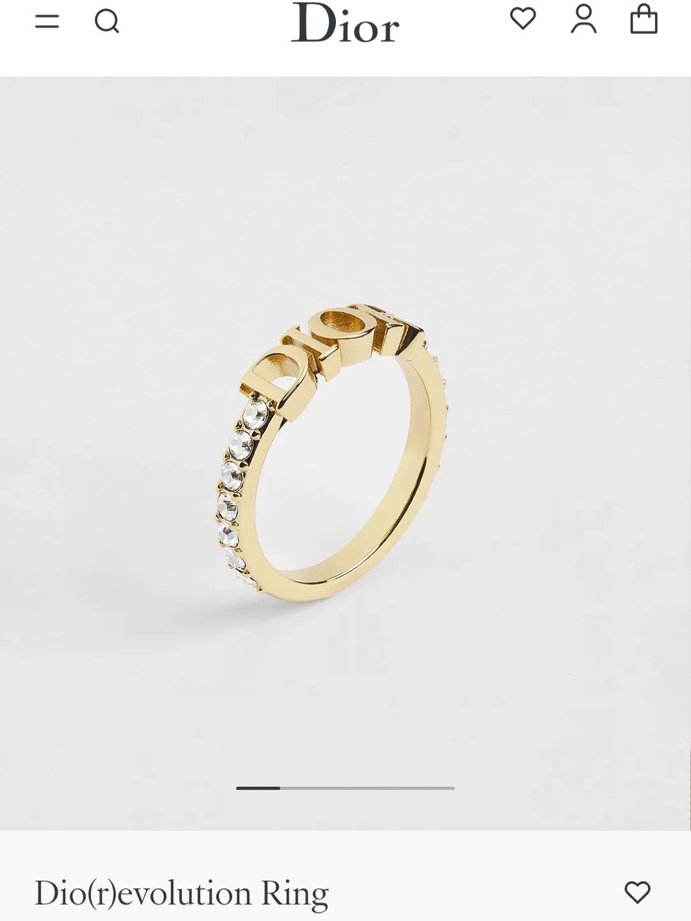 Dior Gold Logo Ring with Blue Stone Accents Size M